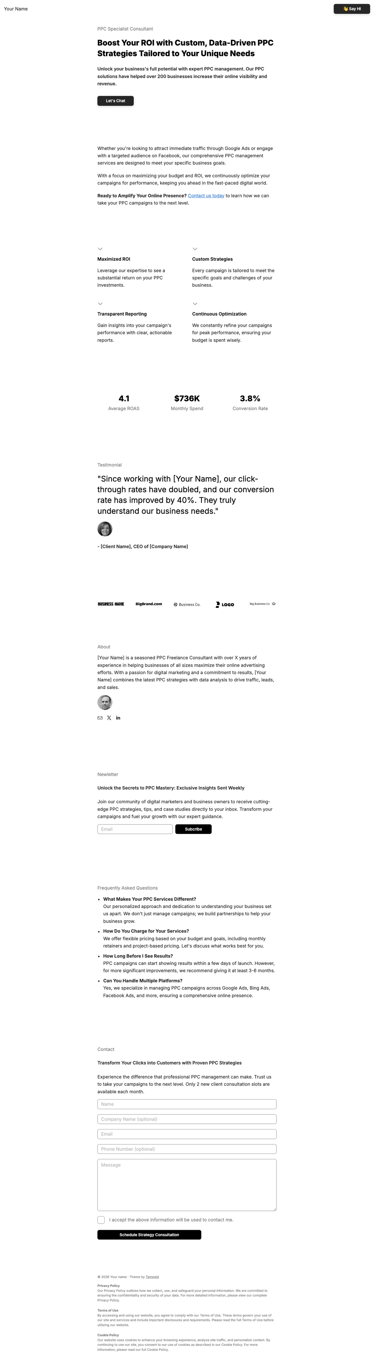 Summit - Freelance Consultant Carrd Template Preview