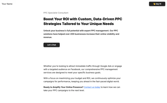 Freelance Consultant Minimalist Carrd Template Landing Page