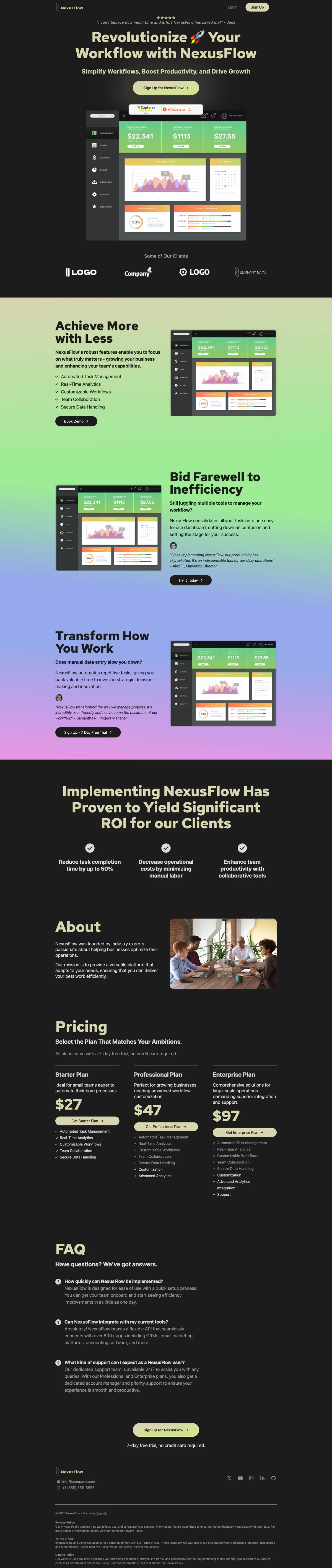 Origin - SaaS MVP Landing Page Carrd Template Preview