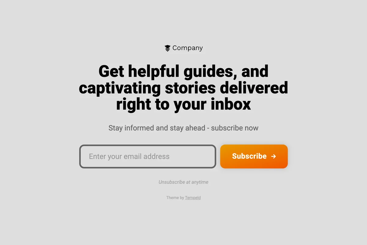 Headline - Simple Newsletter Carrd Template Preview