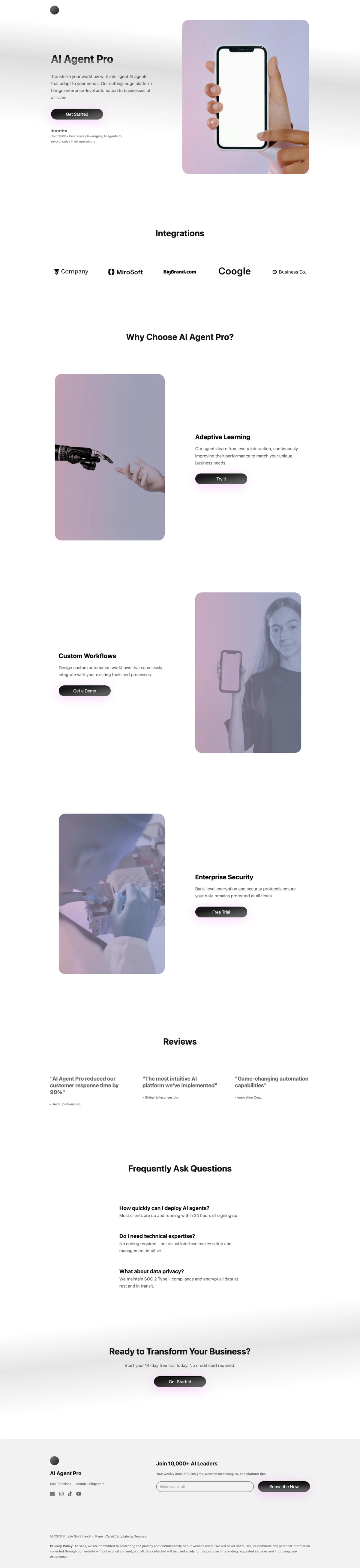 Neural - AI Agent & SaaS Waitlist Carrd Template Preview