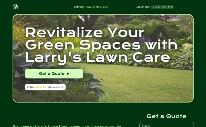 Lawn Care Landscaping Template Carrd