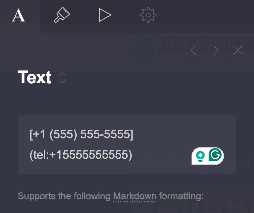 Carrd phone link